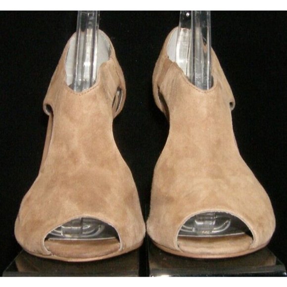 Marc Fisher Clover brown suede peep toe elastic slip on heels 8M - Picture 9 of 11